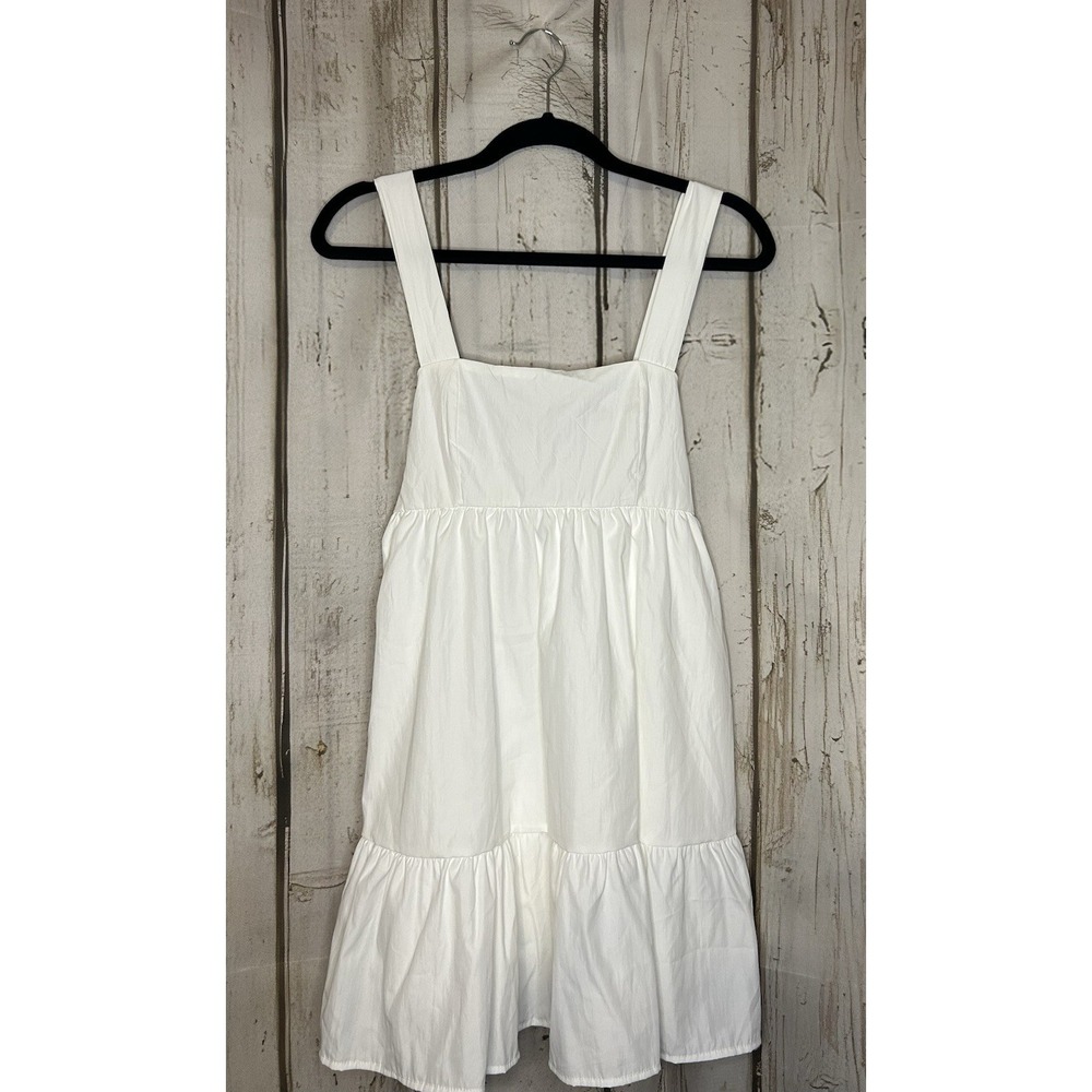 Women's White Sleeveless Cotton Tie Back Dress Size Small